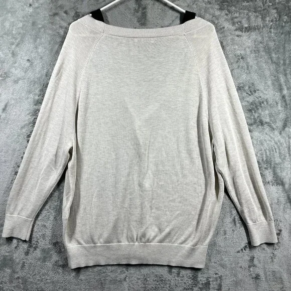 Babaton Cardigan Women Size Medium Cream Nude Button-up V-Neck Finley Silk Blend - Picture 4 of 9